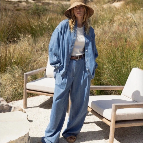 Jenni Kayne Blue Wide Leg Jeans - Picture 2 of 9